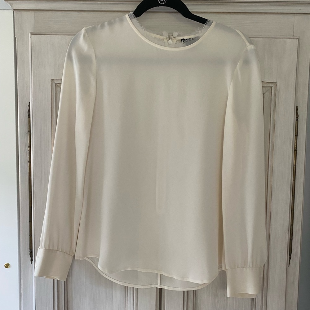 Theory Ivory Silk Blouse, XS/P